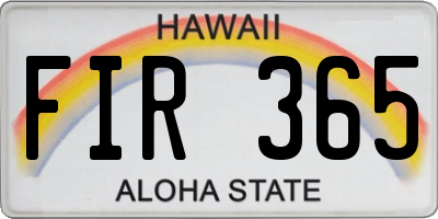 HI license plate FIR365