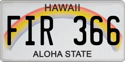 HI license plate FIR366