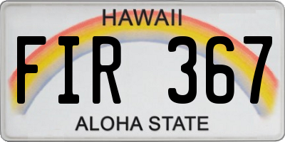 HI license plate FIR367