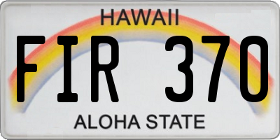 HI license plate FIR370