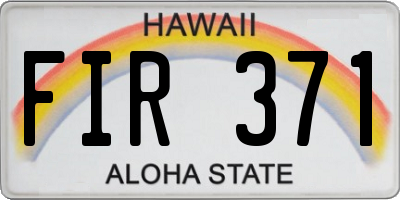 HI license plate FIR371