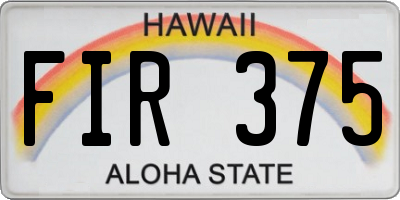 HI license plate FIR375