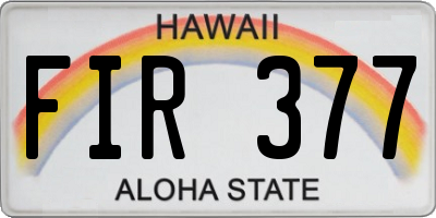 HI license plate FIR377