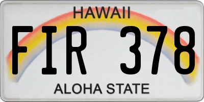 HI license plate FIR378