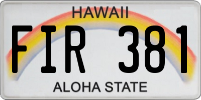 HI license plate FIR381