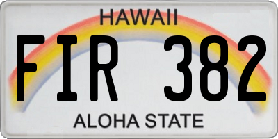 HI license plate FIR382