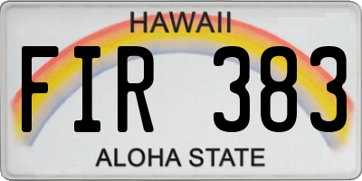 HI license plate FIR383