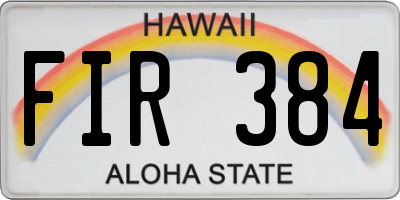 HI license plate FIR384