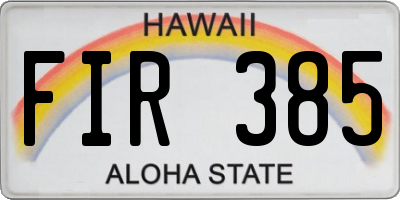 HI license plate FIR385