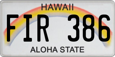 HI license plate FIR386
