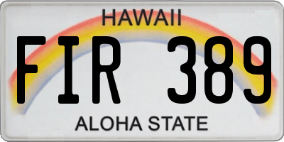 HI license plate FIR389