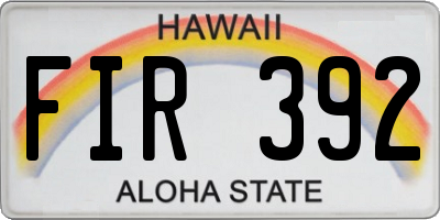 HI license plate FIR392