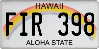 HI license plate FIR398
