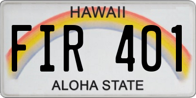 HI license plate FIR401