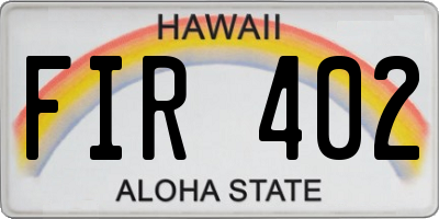 HI license plate FIR402