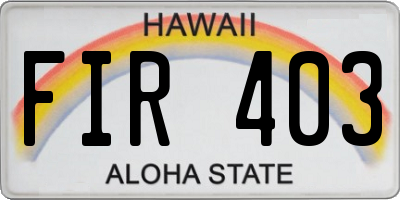 HI license plate FIR403