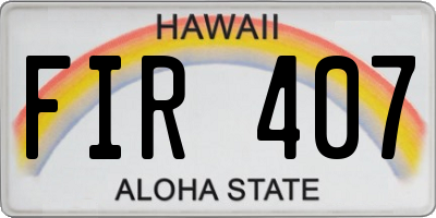 HI license plate FIR407