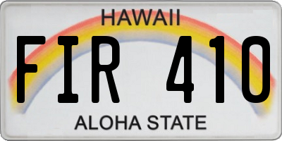 HI license plate FIR410