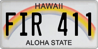 HI license plate FIR411