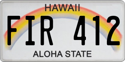 HI license plate FIR412