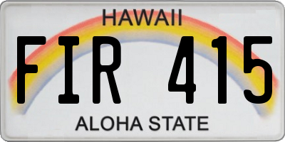 HI license plate FIR415