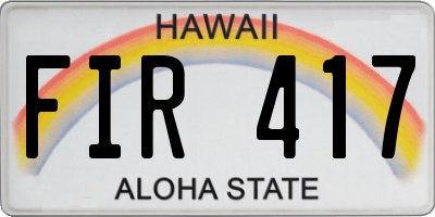 HI license plate FIR417