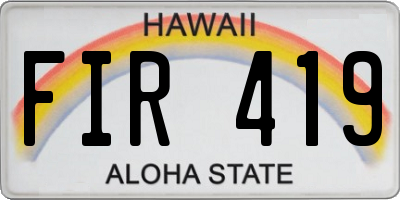 HI license plate FIR419