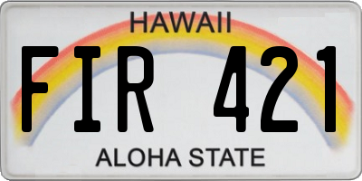 HI license plate FIR421