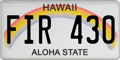 HI license plate FIR430