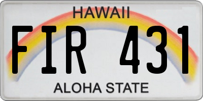 HI license plate FIR431