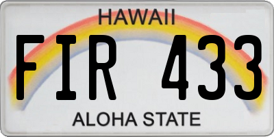 HI license plate FIR433