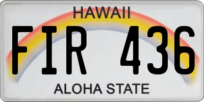 HI license plate FIR436