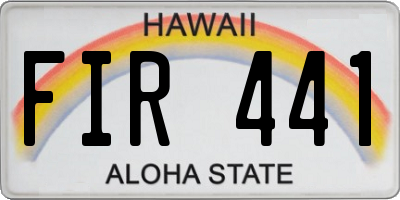 HI license plate FIR441