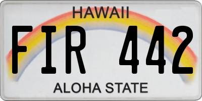 HI license plate FIR442