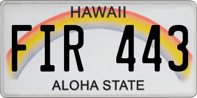 HI license plate FIR443