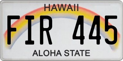 HI license plate FIR445