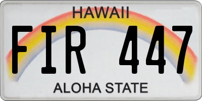 HI license plate FIR447
