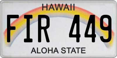 HI license plate FIR449