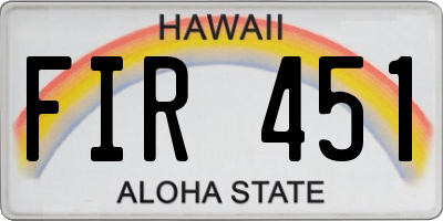 HI license plate FIR451