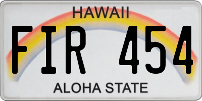 HI license plate FIR454