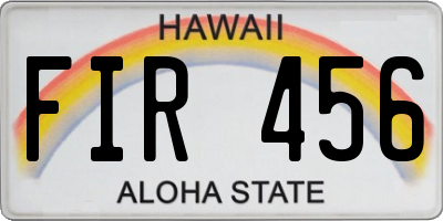 HI license plate FIR456