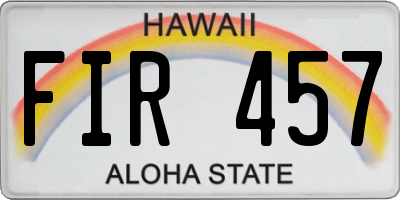 HI license plate FIR457