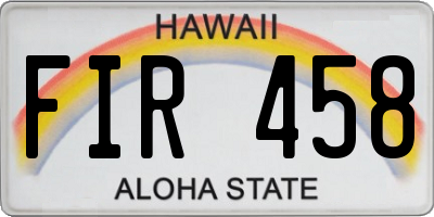 HI license plate FIR458