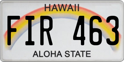 HI license plate FIR463