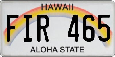 HI license plate FIR465