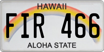 HI license plate FIR466