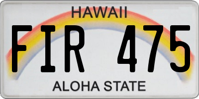 HI license plate FIR475