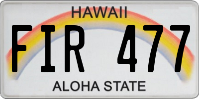 HI license plate FIR477