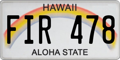 HI license plate FIR478
