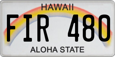 HI license plate FIR480